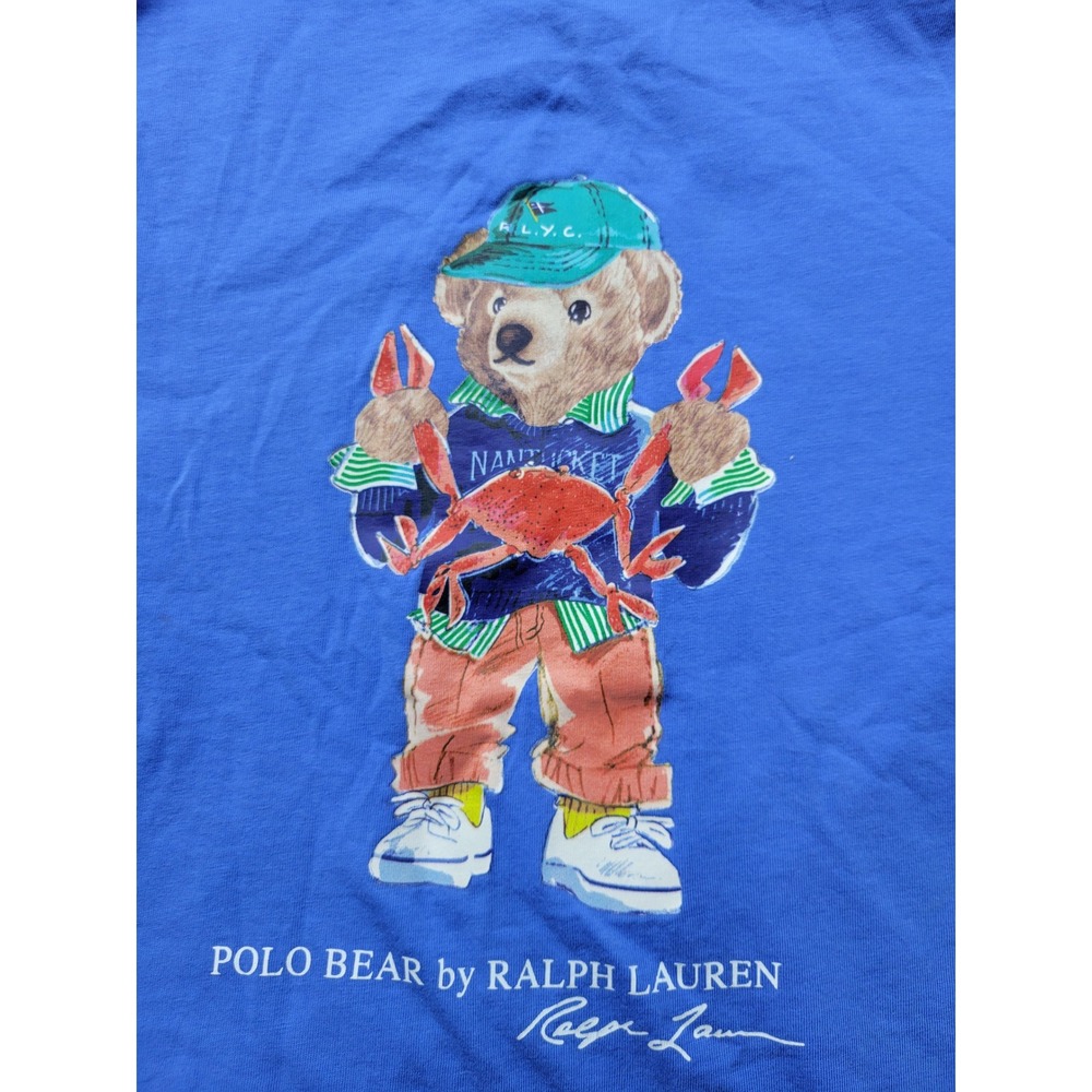 Polo Ralph Lauren Kids Blue Polo Bear Nantucket Crab T-Shirt Size S 8